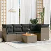 Image de vidaXL Salon de jardin 6 pcs avec coussins gris résine tressée