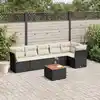 Image de vidaXL Salon de jardin 7 pcs avec coussins noir résine tressée