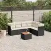 Image de vidaXL Salon de jardin 7 pcs avec coussins noir résine tressée