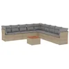 Image de vidaXL Salon de Jardin avec Coussins 10 pcs, Canapés de Terrasse, Ensemble de Meubles de Patio, Mobilier d'Extérieur, Mélange Beige Résine Tressée