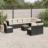 Image de vidaXL Salon de jardin 11 pcs avec coussins noir résine tressée