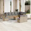 Image de vidaXL Salon de jardin et coussins 11 pcs mélange beige résine tressée