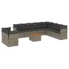Image de vidaXL Salon de Jardin avec Coussins 11 pcs, Canapés de Terrasse, Ensemble de Meubles de Patio, Mobilier d'Extérieur, Gris Résine Tressée