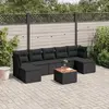 Image de vidaXL Salon de jardin 8 pcs avec coussins noir résine tressée
