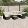 Image de vidaXL Salon de jardin 9 pcs avec coussins noir résine tressée