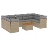 Image de vidaXL Salon de Jardin avec Coussins 10 pcs, Canapés de Terrasse, Ensemble de Meubles de Patio, Mobilier d'Extérieur, Mélange Beige Résine Tressée