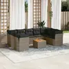 Image de vidaXL Salon de jardin avec coussins 10 pcs gris résine tressée