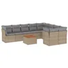 Image de vidaXL Salon de Jardin avec Coussins 10 pcs, Canapés de Terrasse, Ensemble de Meubles de Patio, Mobilier d'Extérieur, Mélange Beige Résine Tressée