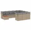Image de vidaXL Salon de Jardin avec Coussins 11 pcs, Canapés de Terrasse, Ensemble de Meubles de Patio, Mobilier d'Extérieur, Mélange Beige Résine Tressée