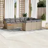 Image de vidaXL Salon de jardin et coussins 11 pcs mélange beige résine tressée
