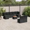 Image de vidaXL Salon de jardin 10 pcs avec coussins noir résine tressée