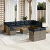 Image de vidaXL Salon de jardin avec coussins 13 pcs gris résine tressée
