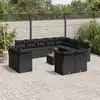 Image de vidaXL Salon de jardin avec coussins 13 pcs noir résine tressée
