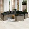 Image de vidaXL Salon de jardin avec coussins 14 pcs gris résine tressée
