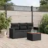 Image de vidaXL Salon de jardin 4 pcs avec coussins noir résine tressée
