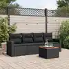 Image de vidaXL Salon de jardin 5 pcs avec coussins noir résine tressée
