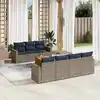 Image de vidaXL Salon de jardin 8 pcs avec coussins gris résine tressée