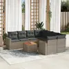 Image de vidaXL Salon de jardin 9 pcs avec coussins gris résine tressée