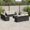 Image de vidaXL Salon de jardin avec coussins 13 pcs noir résine tressée