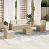 Image de vidaXL Salon de jardin avec coussins 6 pcs beige résine tressée