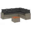Image de vidaXL Salon de Jardin avec Coussins 7 pcs, Canapés de Terrasse, Ensemble de Meubles de Patio, Mobilier d'Extérieur, Gris Résine Tressée