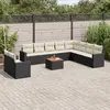 Image de vidaXL Salon de jardin 11 pcs avec coussins noir résine tressée