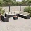 Image de vidaXL Salon de jardin 12 pcs avec coussins noir résine tressée