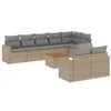 Image de vidaXL Salon de Jardin avec Coussins 9 pcs, Canapés de Terrasse, Ensemble de Meubles de Patio, Mobilier d'Extérieur, Mélange Beige Résine Tressée