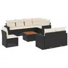 Image de vidaXL Salon de Jardin 9 pcs avec Coussins Noir résine tressée