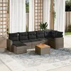 Image de vidaXL Salon de jardin 8 pcs avec coussins gris résine tressée