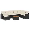 Image de vidaXL Salon de Jardin avec Coussins 9 pcs, Canapés de Terrasse, Ensemble de Meubles de Patio, Mobilier d'Extérieur, Noir Résine Tressée