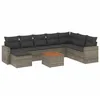 Image de vidaXL Salon de Jardin avec Coussins 9 pcs, Canapés de Terrasse, Ensemble de Meubles de Patio, Mobilier d'Extérieur, Gris Résine Tressée