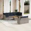 Image de vidaXL Salon de jardin 10 pcs avec coussins gris résine tressée