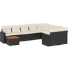 Image de vidaXL Salon de Jardin avec Coussins 10 pcs, Canapés de Patio, Ensemble de Meubles, Mobilier de Terrasse Exterieur, Noir Résine Tressée