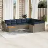 Image de vidaXL Salon de jardin 10 pcs avec coussins gris résine tressée