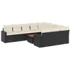 Image de vidaXL Salon de Jardin avec Coussins 11 pcs, Canapés de Terrasse, Ensemble de Meubles de Patio, Mobilier d'Extérieur, Noir Résine Tressée