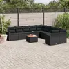 Image de vidaXL Salon de jardin 11 pcs avec coussins noir résine tressée