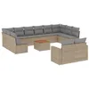 Image de vidaXL Salon de Jardin avec Coussins 13 pcs, Canapés de Terrasse, Ensemble de Meubles de Patio, Mobilier d'Extérieur, Mélange Beige Résine Tressée