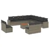 Image de vidaXL Salon de Jardin avec Coussins 14 pcs, Canapés de Terrasse, Ensemble de Meubles de Patio, Mobilier d'Extérieur, Gris Résine Tressée