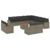 Image de vidaXL Salon de Jardin avec Coussins 14 pcs, Canapés de Terrasse, Ensemble de Meubles de Patio, Mobilier d'Extérieur, Gris Résine Tressée