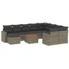 Image de vidaXL Salon de Jardin avec Coussins 11 pcs, Canapés de Terrasse, Ensemble de Meubles de Patio, Mobilier d'Extérieur, Gris Résine Tressée
