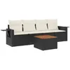 Image de vidaXL Salon de Jardin avec Coussins 5 pcs, Canapés de Terrasse, Ensemble de Meubles de Patio, Mobilier d'Extérieur, Noir Résine Tressée