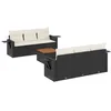 Image de vidaXL Salon de Jardin avec Coussins 7 pcs, Canapés de Terrasse, Ensemble de Meubles de Patio, Mobilier d'Extérieur, Noir Résine Tressée