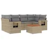 Image de vidaXL Salon de Jardin avec Coussins 7 pcs, Canapés de Terrasse, Ensemble de Meubles de Patio, Mobilier d'Extérieur, Mélange Beige Résine Tressée