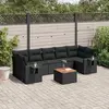 Image de vidaXL Salon de jardin 8 pcs avec coussins noir résine tressée