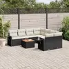 Image de vidaXL Salon de jardin 9 pcs avec coussins noir résine tressée