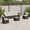 Image de vidaXL Salon de jardin 7 pcs avec coussins noir résine tressée