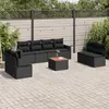 Image de vidaXL Salon de jardin 9 pcs avec coussins noir résine tressée