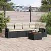 Image de vidaXL Salon de jardin 6 pcs avec coussins noir résine tressée
