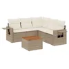 Image de vidaXL Salon de Jardin avec Coussins 6 pcs, Canapés de Terrasse, Ensemble de Meubles de Patio, Mobilier d'Extérieur, Beige Résine Tressée